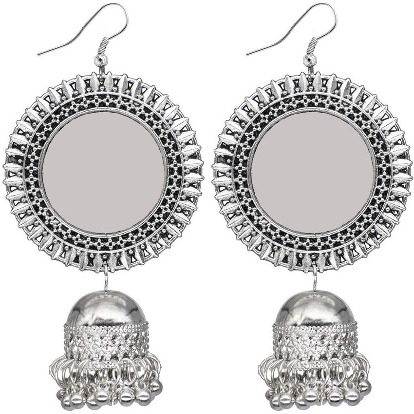 Mirror work jhumka earrings online