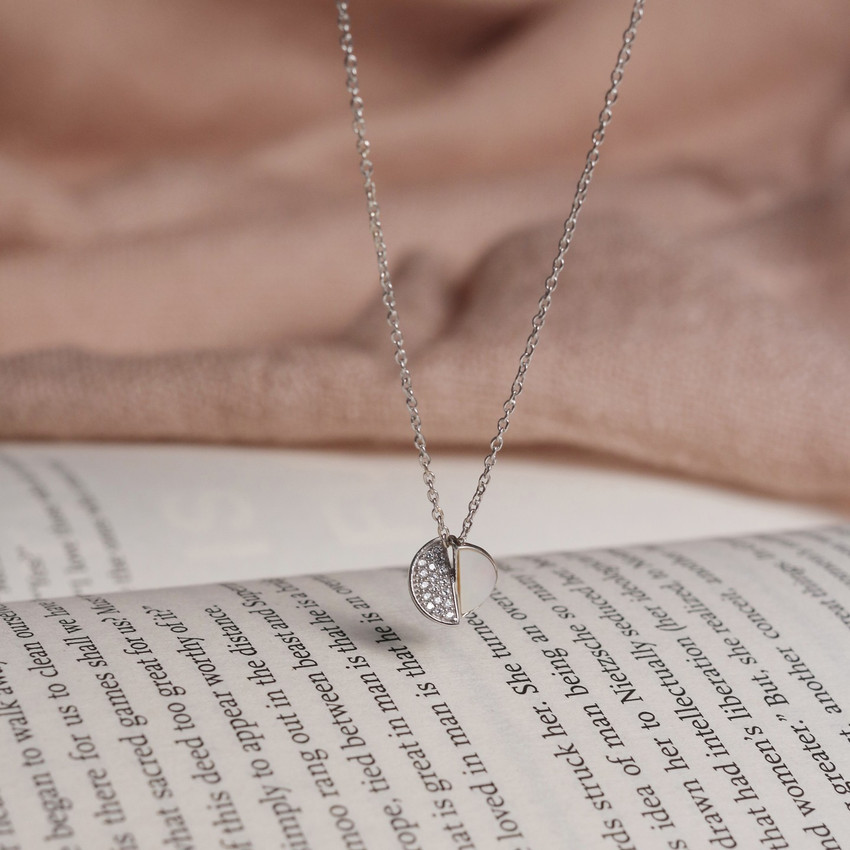 Praavy 925 Sterling Silver The Yin Yang Necklace 40 CM Cubic
