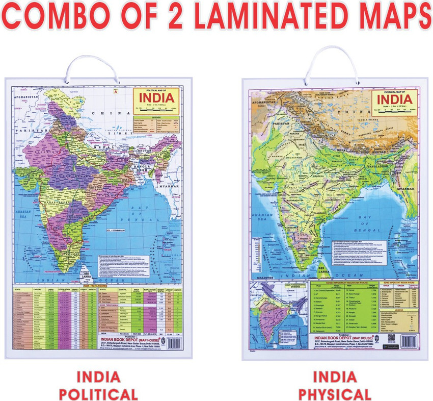 UPSC Map Paper Wall Chart (India Physical Map Hindi) For, 40 OFF