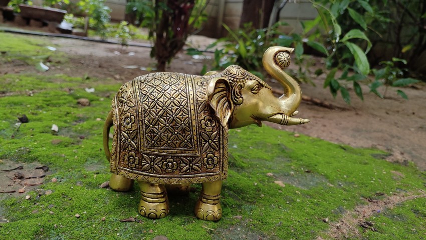 Brass Elephant Urli Indian Brass Art Brass Figurine, Home Decor at