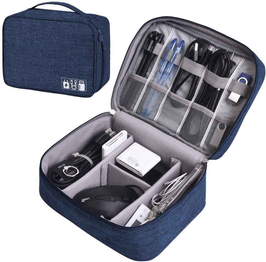House of Quirk Electronics Accessories Organizer Bag, Universal Carry Travel  Gadget Bag for Cables, Plug and More, Perfect Size Fits for Pad Phone  Charger Hard Disk - Dark Blue : : Computers
