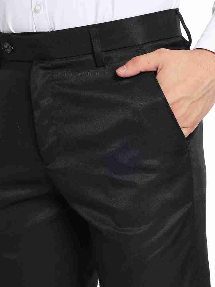 Buy STALLINO Men Regular Fit Black Formal Trousers Online at Best