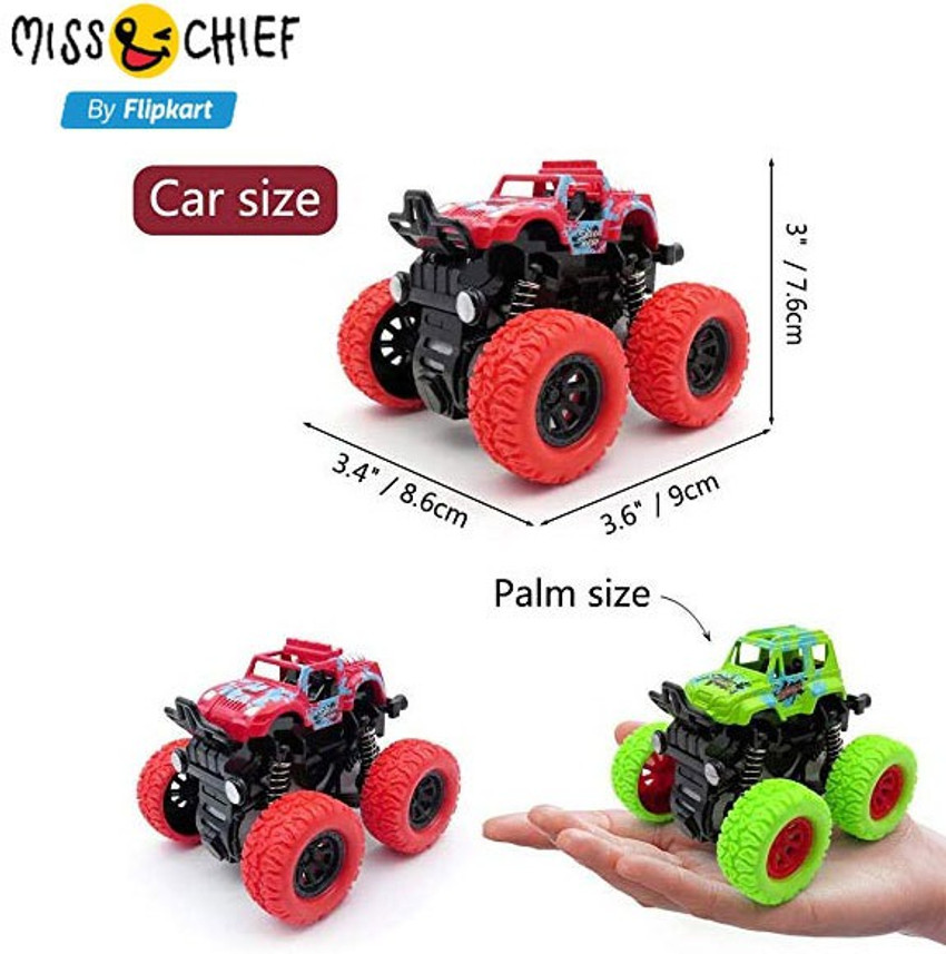 Miss Chief by Flipkart 4pc 4WD Mini Monster Trucks Friction Powered Cars for Kids Big Rubber Tires Baby Boys Super Cars Blaze Truck Children Gift
