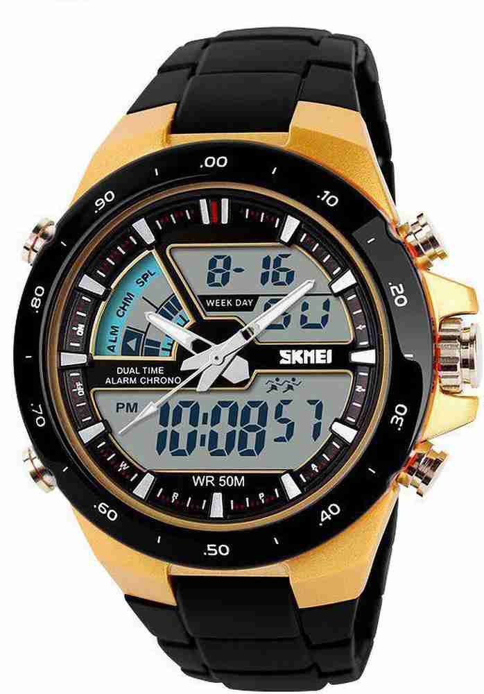SKMEI Analog Digital Watch For Men Buy SKMEI Analog Digital Watch For Men 1016 gold Online at Best Prices in India Flipkart
