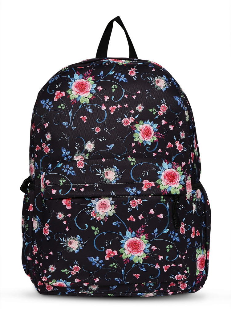 Black floral backpack sales