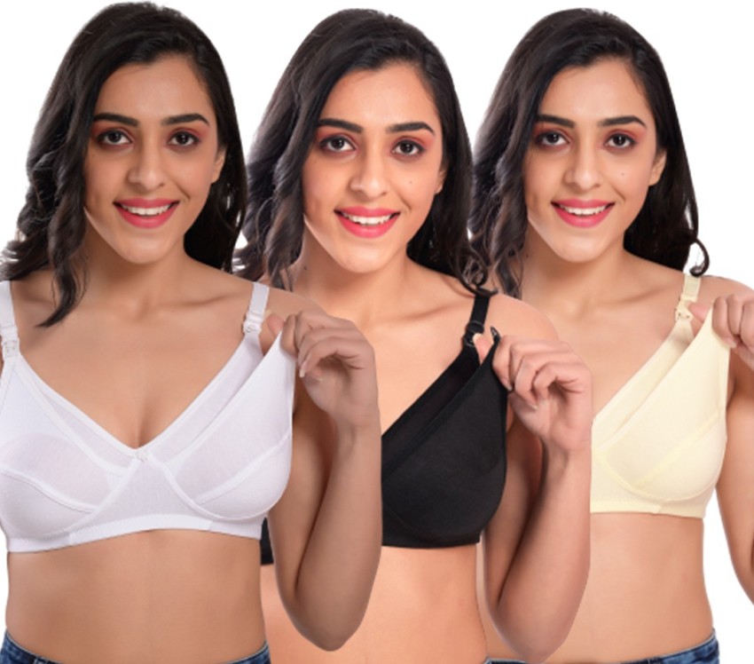 Buy In Beauty Women's Full Cup Cotton Breast Feeding Maternity Nursing Bras  Combo - Pack of 3 Online In India At Discounted Prices