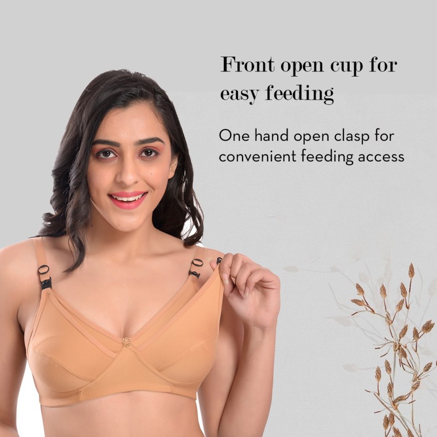 Femzy Cotton Full Cup Non-Padded Feeding Bra Combo - Pack of 3