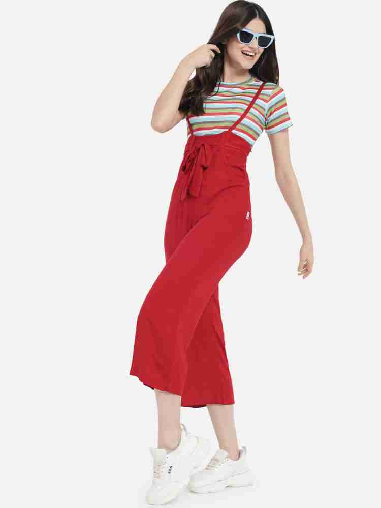 Buy Yuvraah Women Maroon Solid Cotton Rayon Blend Dungaree - L Online at  Best Prices in India - JioMart.