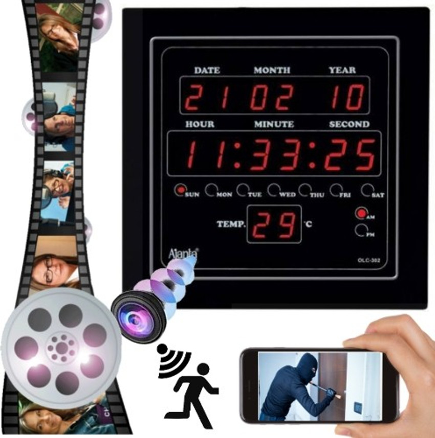 Spy wall clock camera with 1 month recording sales