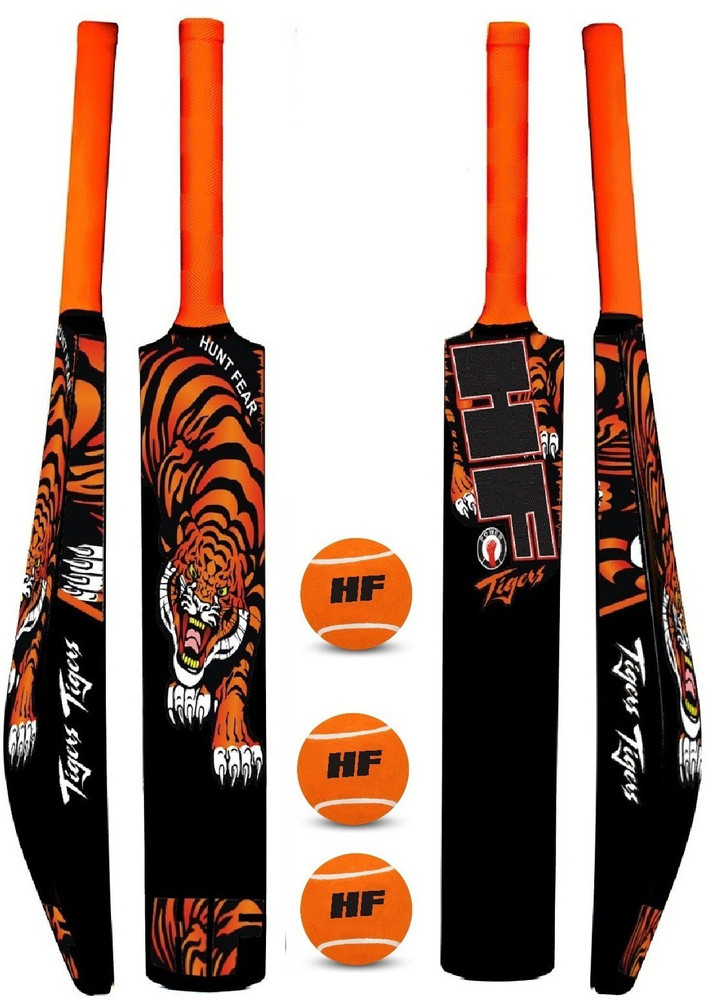 HF TIGER Full Size ( 15-21 YEARS )1 Hard Plastic Bat With 3 Tennis 