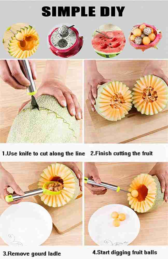14 Pack Melon Baller Scoop Set - 4 in 1 Stainless Steel Fruit Tool Set  Fruit Scooper Seed Remover with Fruit Vegetable Cutter Shapes Set Fruit  Peeler