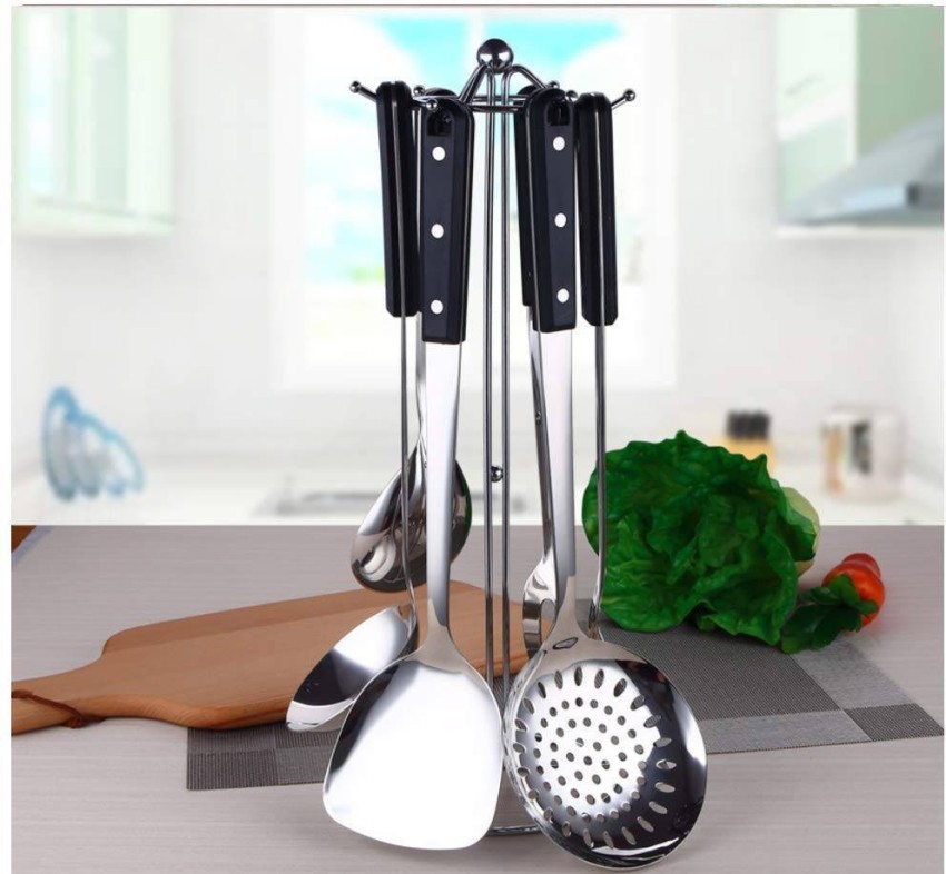 1pc Silicone & Wood Handle Kitchen Cooking Utensils Set (includes Soup  Ladle, Stirring Spoon, Slotted Turner, And Skimmer)