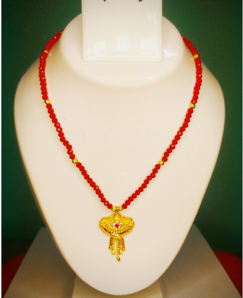 Gold cheap red mangalsutra