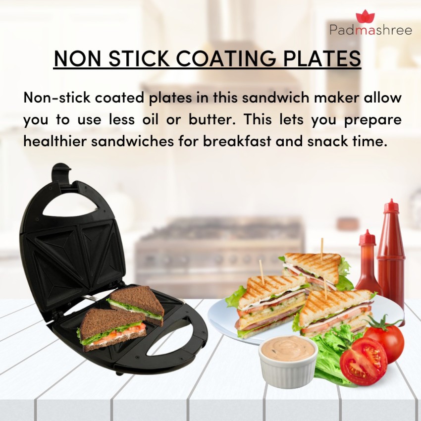 2 SLICE SANDWICH MAKER with Non stick coating