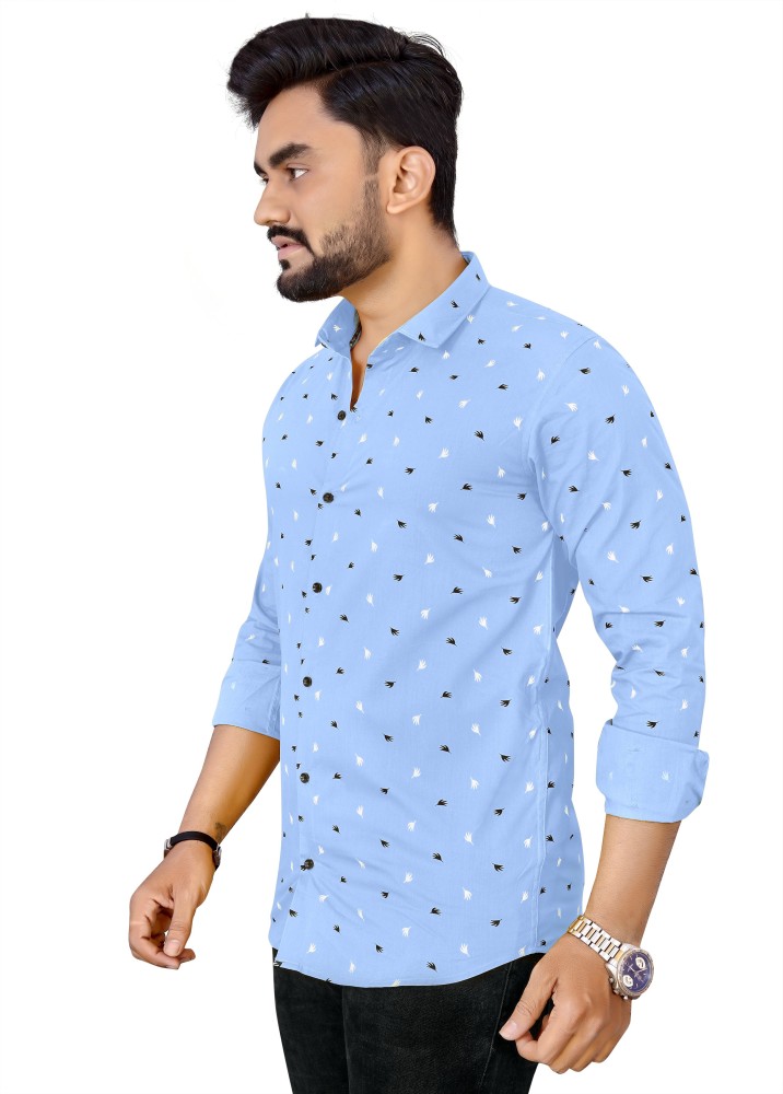 allan peter Men Printed Casual Light Blue Shirt - Buy allan peter