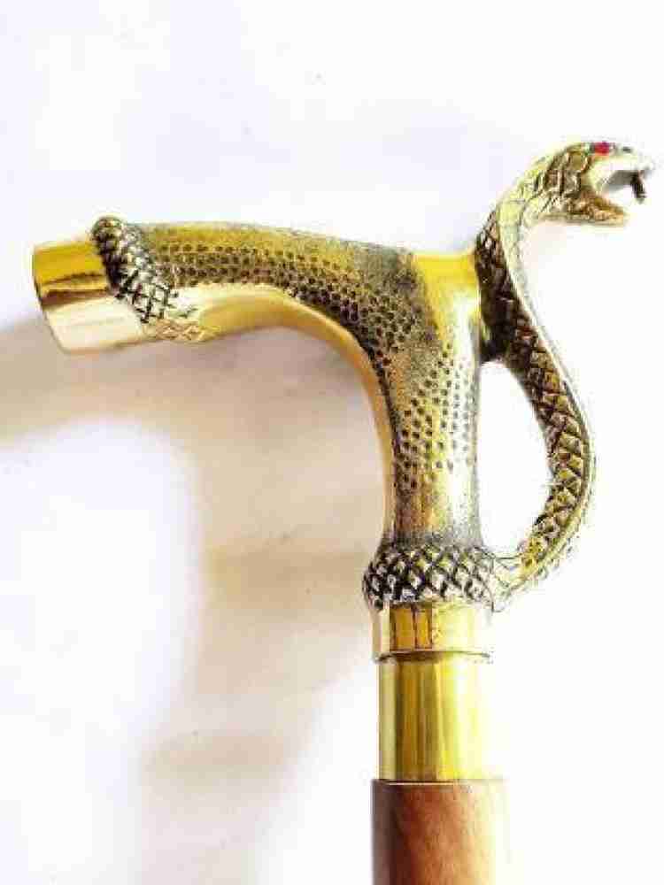 Fizon Enterprises wooden walking stick snake shape brass handel