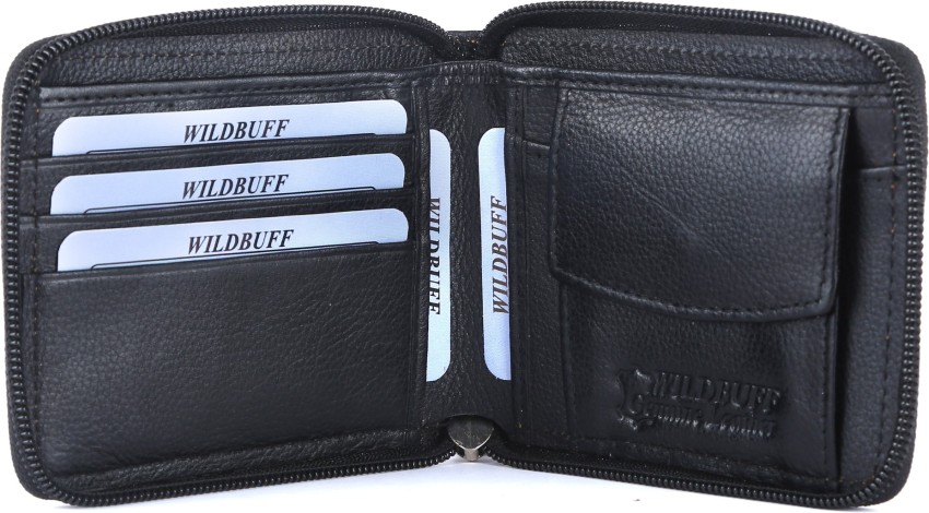 WILDBUFF Men Black Genuine Leather Wallet Black - Price in India