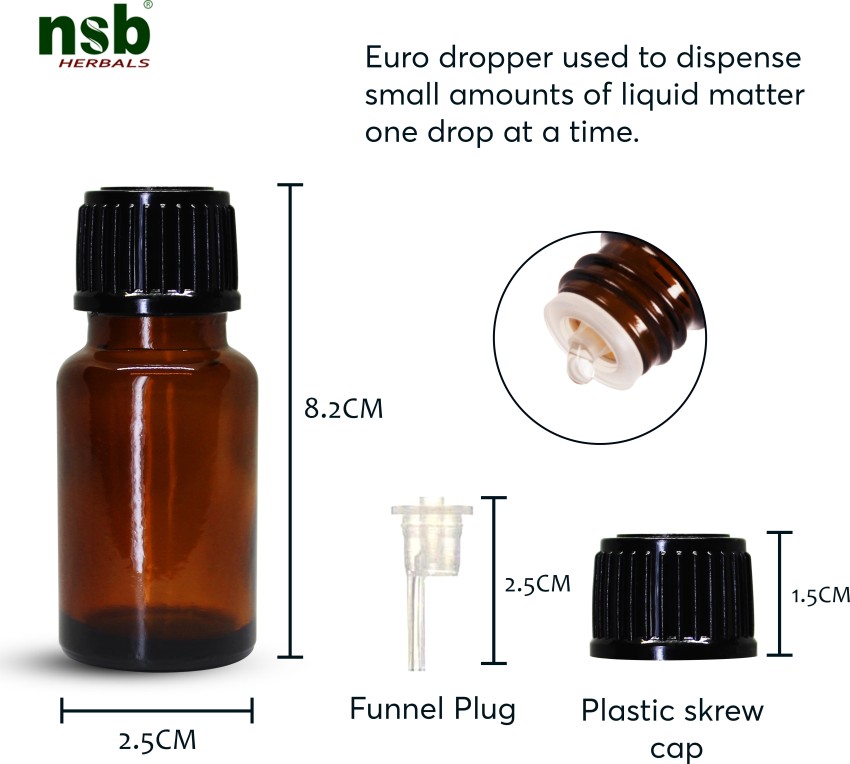 nsb herbals Amber Glass Bottle + Euro Dropper for Essential Oil, DIY  Perfume, Multipurpose Use 10 ml Bottle