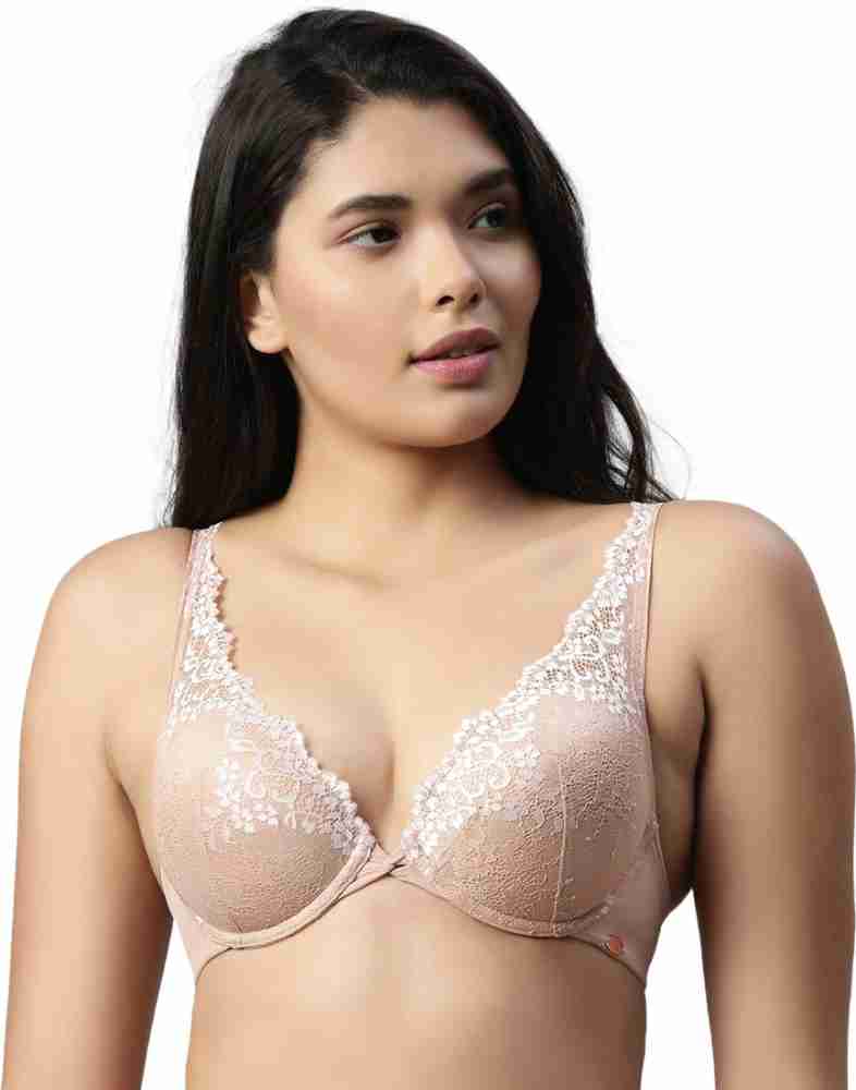 Buy Enamor F043 Padded Wired Medium Coverage Perfect Plunge Push-Up Bra -  Red online