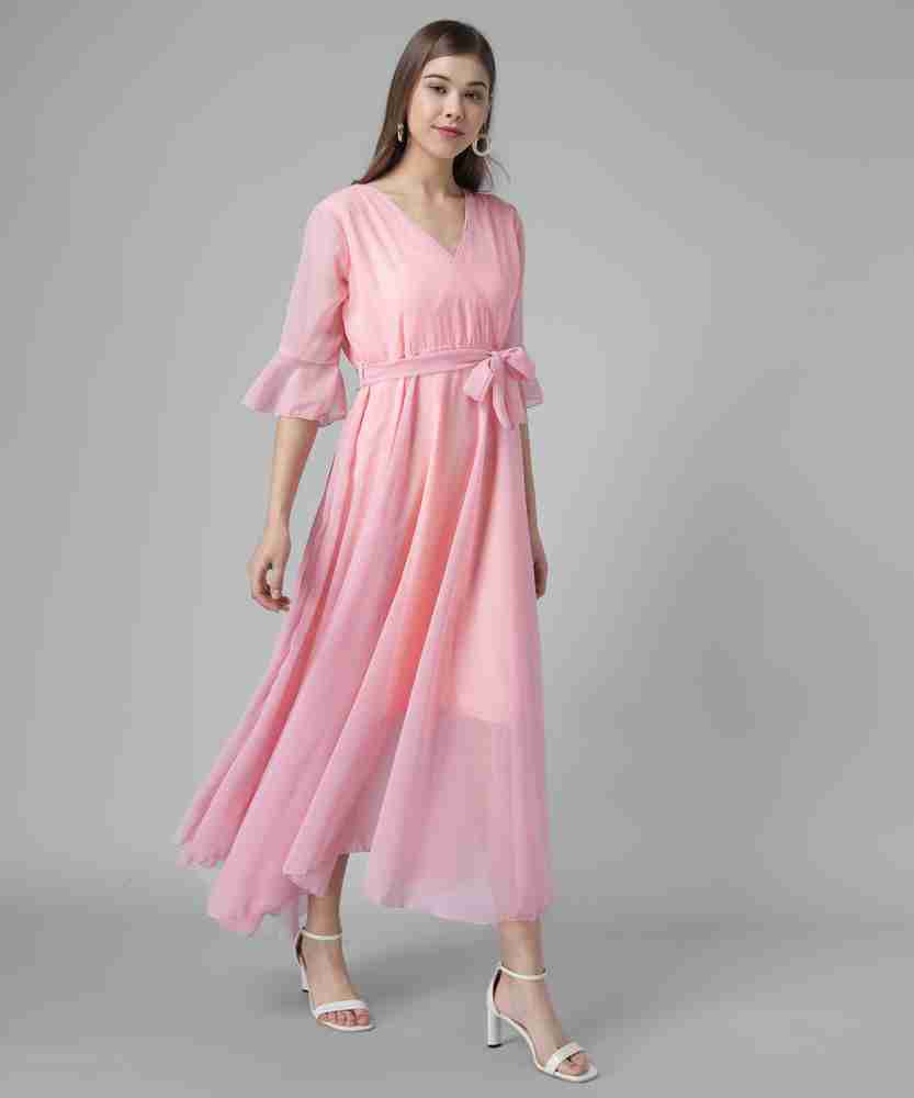 Buy Raabta Fashion Women Maxi Pink Dress Online at Best Prices