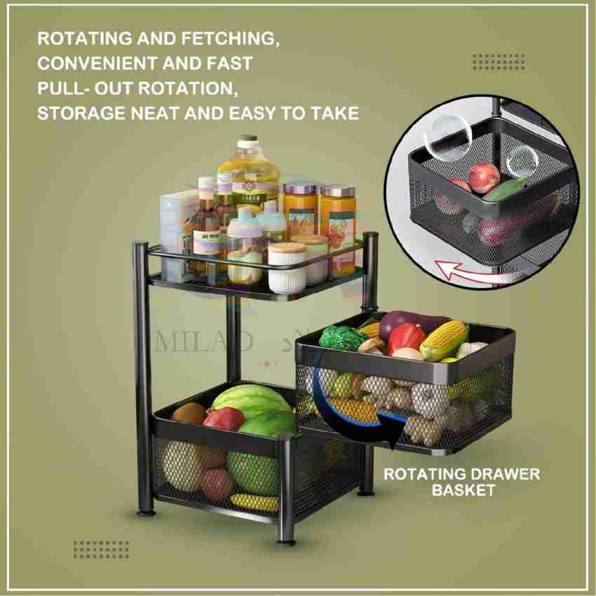 3/4/5 Layer Kitchen Storage Rotatable Rack Corner Organizer Bathroom  Trolley Multi-Layer Fruit Vegetable Basket Household Shelf