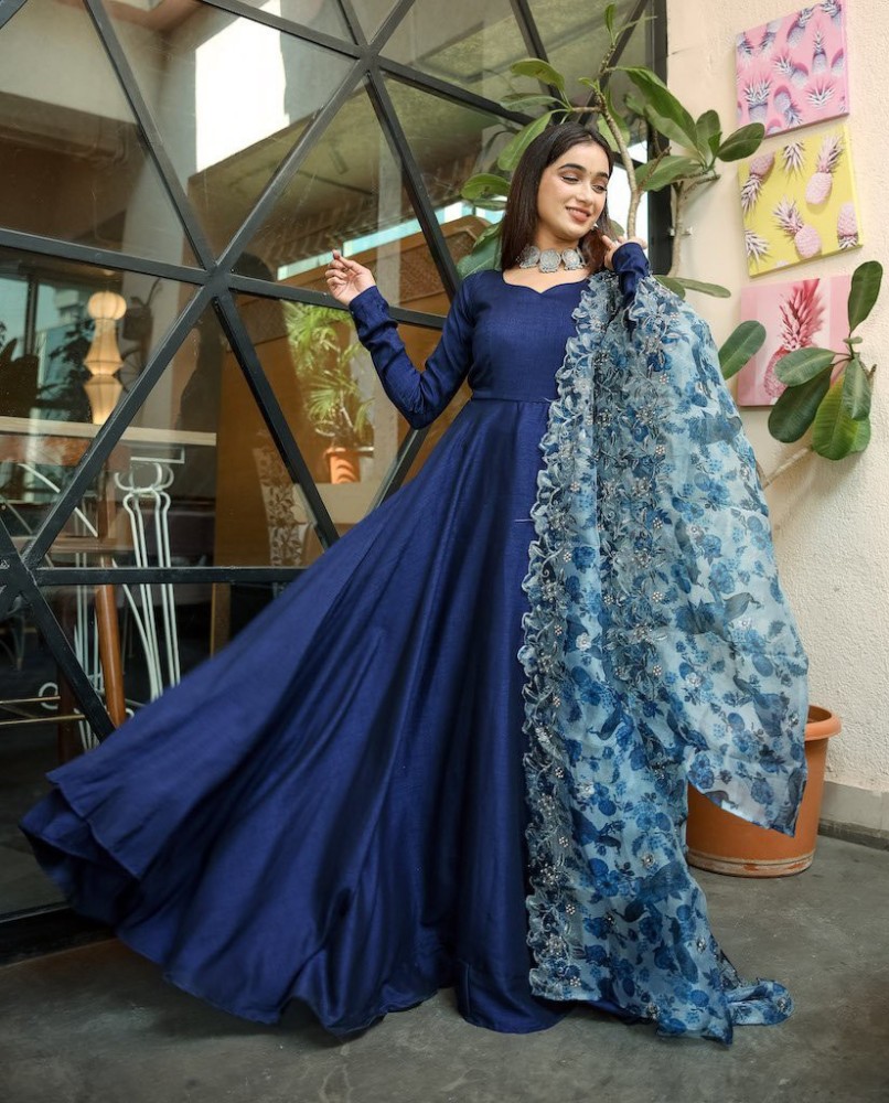 ACTIVE Women Gown Dark Blue Dress  Buy ACTIVE Women Gown Dark Blue Dress  Online at Best Prices in India  Flipkartcom