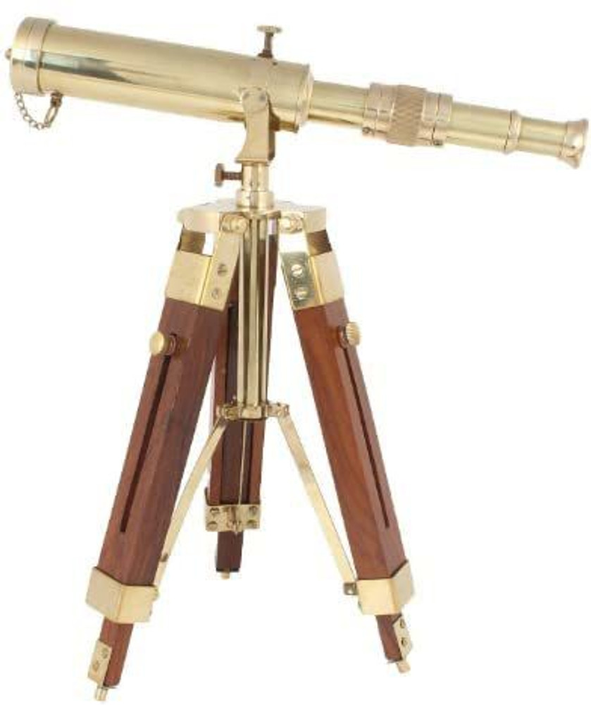 Paratech Vintage Solid Brass Telescope with Wooden Tripod Set