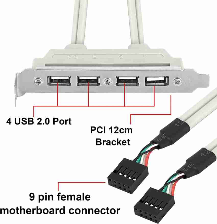 Motherboard USB 2.0 9pin Header 1 to 4 Extension Hub Splitter Adapter -  Converter MB USB 2.0 Female to 4 Female - 30CM Cable USB 9-pin Internal  Cable 9 pin Connector Adapter Port Multiplier 