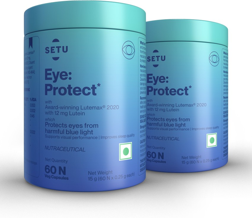 Setu Eye: Protect Lutein & Zeaxanthin Capsules 60 Capsules Pack of 2 Price in India - Buy Setu Eye: Protect Lutein & Zeaxanthin Capsules 60 Capsules Pack of 2 online at Flipkart.com