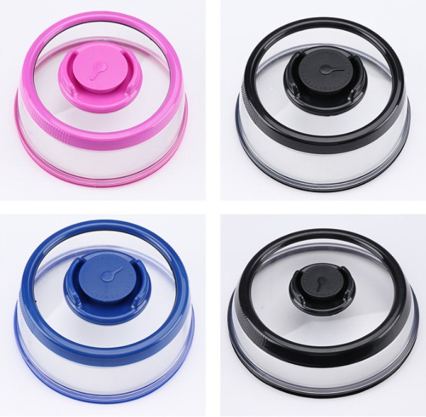 Vacuum Food Sealer Cover, Press Type Vacuum Air Tight Food Sealer Container  Plate Platter Lid Cover Topper Dome(Purple)