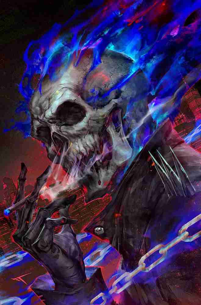 Ghost Rider Skull Blue