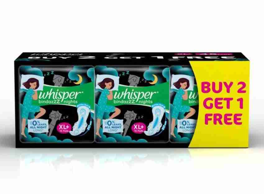 Whisper bindazzz nights (27+3 Free Pads)*2 Sanitary Pad, Buy Women Hygiene  products online in India