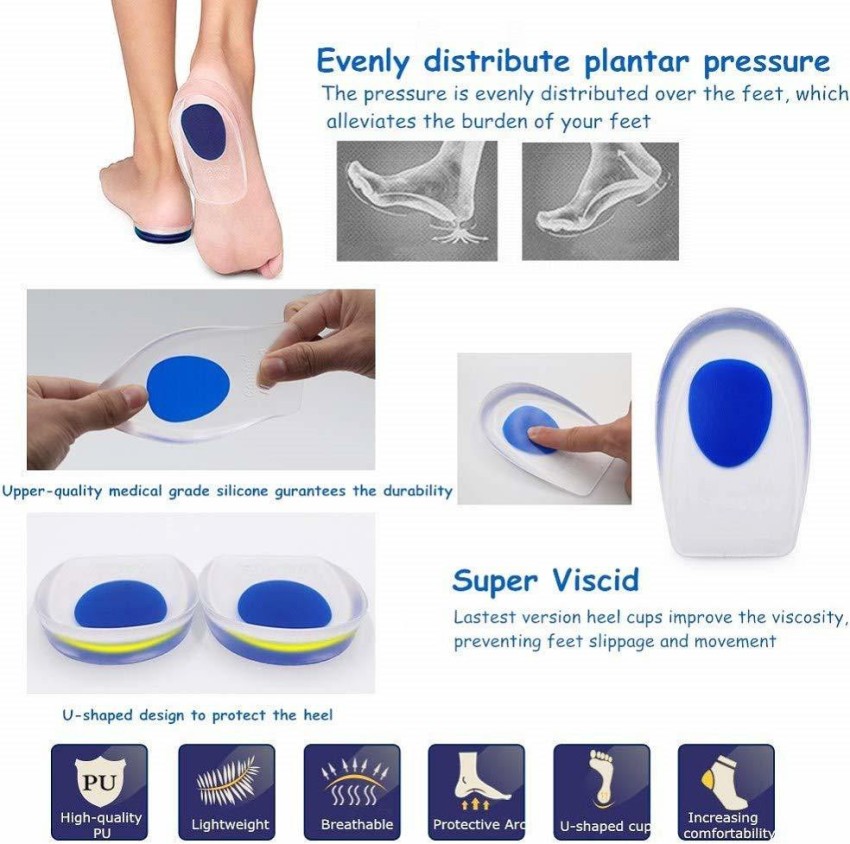 Plantar Fasciitis Self-Adhesive U-Shaped Gel Heel Cups & Inserts 