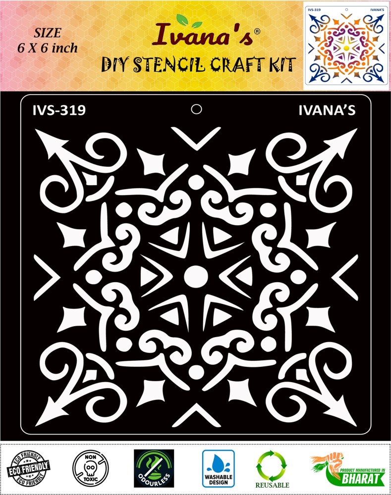 IVANA'S Mandala Art Stencil for Art & Craft , Reusable DIY Decorative  Stencil for Painting on Canvas, Painting on Canvas, Fabric, Cloth, Paper,  Glass, Furniture and Wall, IVS-319 Stencil Price in India 