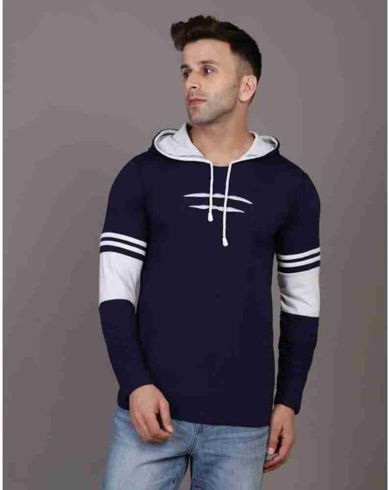 Men color block hooded sweatshirt top