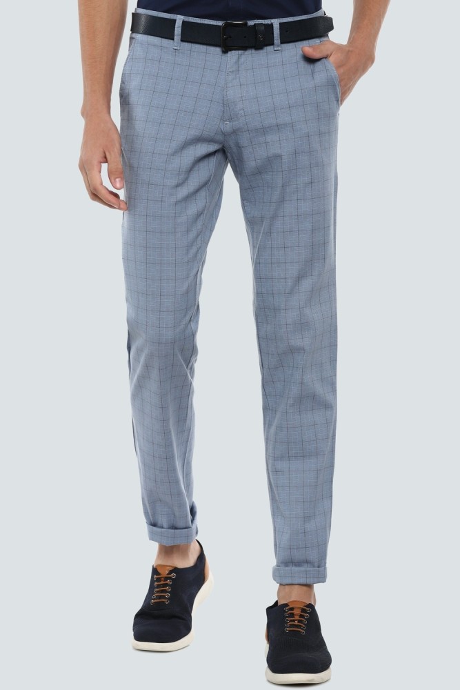 Buy LOUIS PHILIPPE SPORTS Checks Cotton Blend Slim Fit Men's Trousers