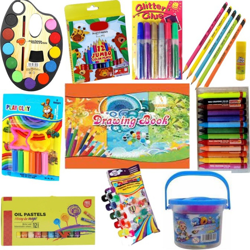 Fabofly Arts Color Kit for Kids - Set Of 46 Pieces