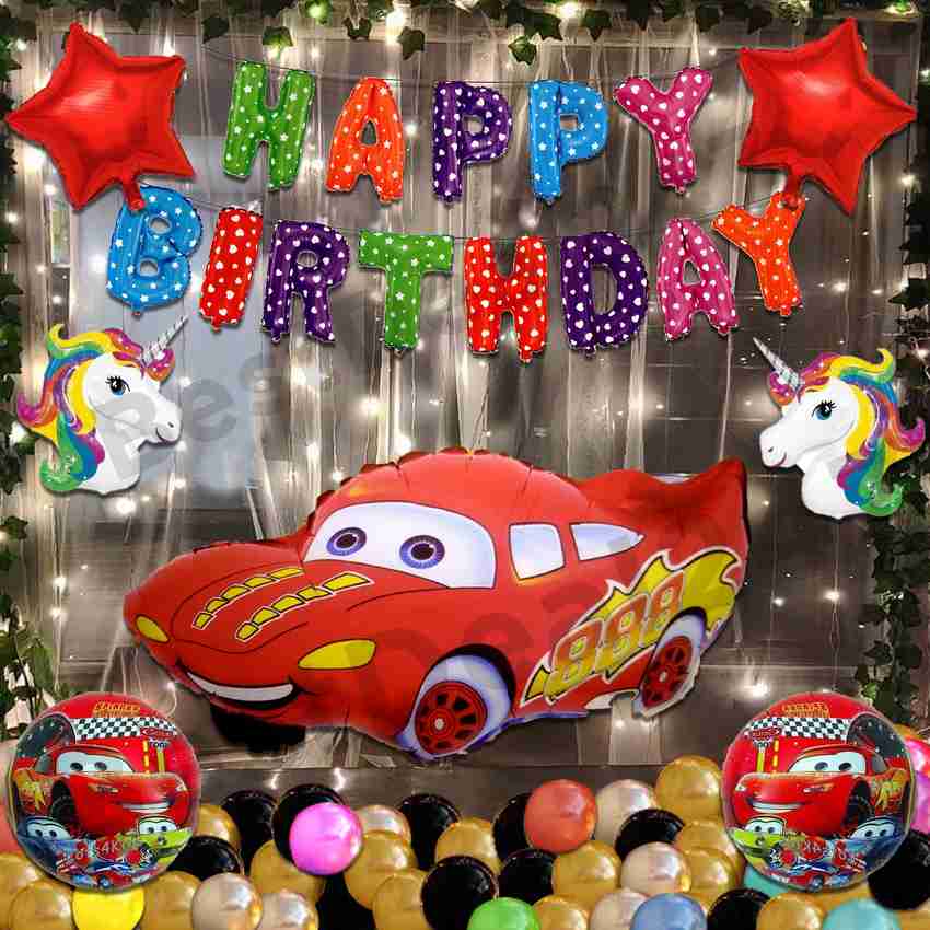 Flipkart BestDeal247 Printed Cars Happy Birthday Decoration Combo Cars Star Unicorn Light Letter Balloon Letter Balloon