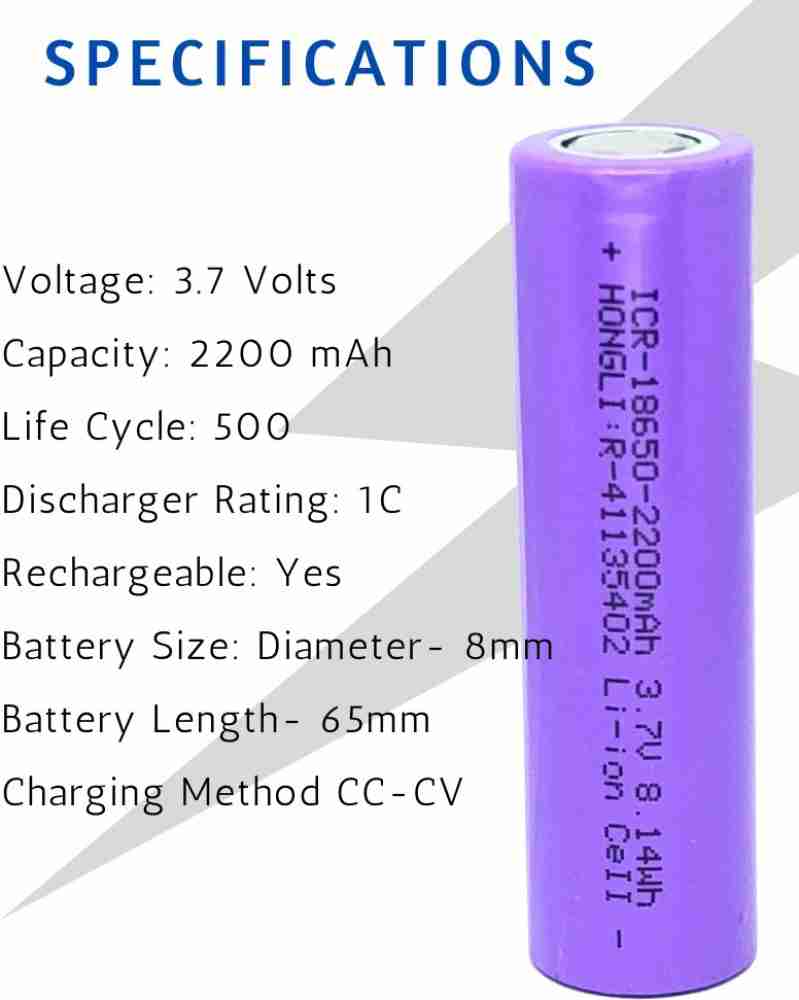 Lonaar Rechargeable Lithium Ion 18650 Cell 3.7V 2200mAh 3C