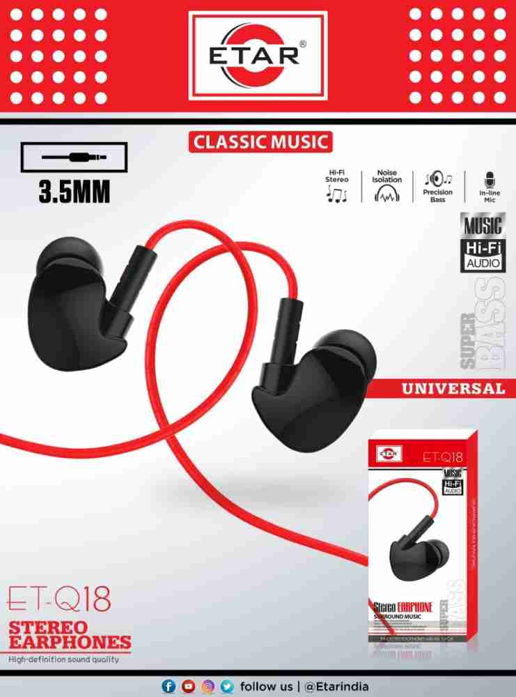 ETAR Stereo earphone Wired Headset Price in India Buy ETAR