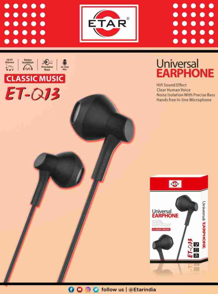 ETAR Universal earphone Wired Headset Price in India Buy ETAR