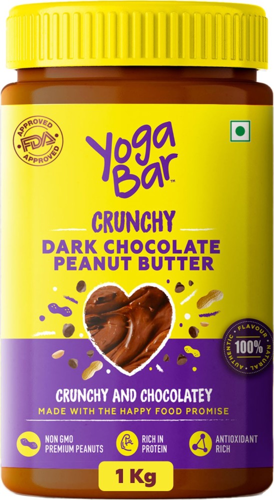 Yogabar Crunchy Dark Chocolate Peanut Butter, High Protein & Anti-Oxidants 1  kg Price in India - Buy Yogabar Crunchy Dark Chocolate Peanut Butter