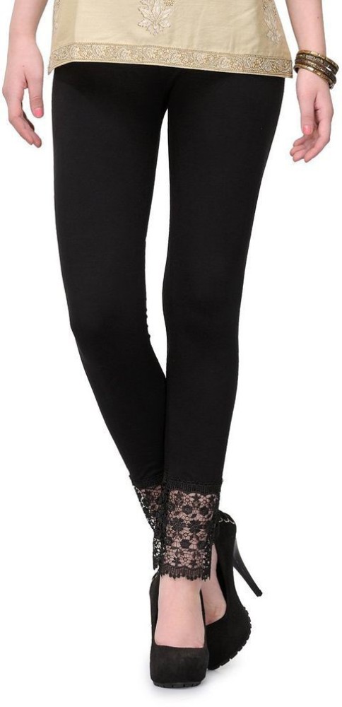 Ankle length leggings with lace best sale