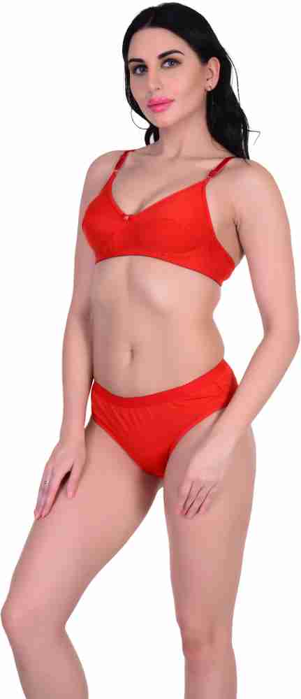 Buy Embibo Pink Red Bra & Panty Set Size -34 at