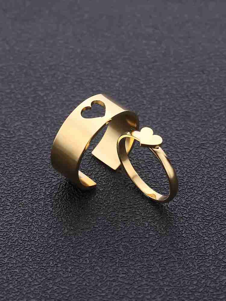 Vembley Lovely Golden Heart Couple Ring Matching Wrap Finger Ring