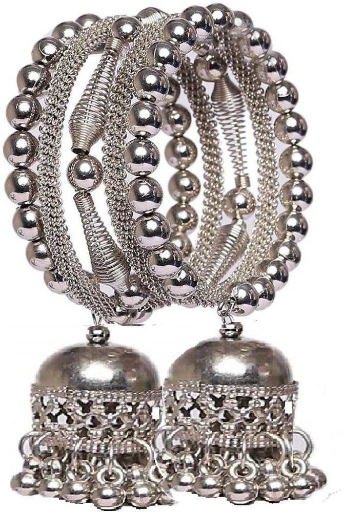 Silver bangles with on sale jhumka