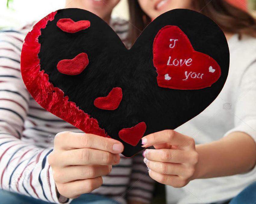 PICKKART Double Sided Faux Fur Throw Pillow Cushion Soft Love Heart Shape Pillow for Gift 37 cm Double Sided Faux Fur Throw Pillow Cushion Soft Love Heart Shape Pillow for
