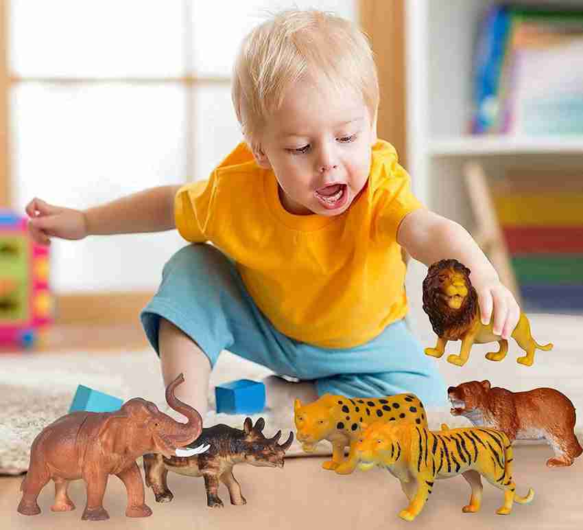 Playing with toy animals clearance