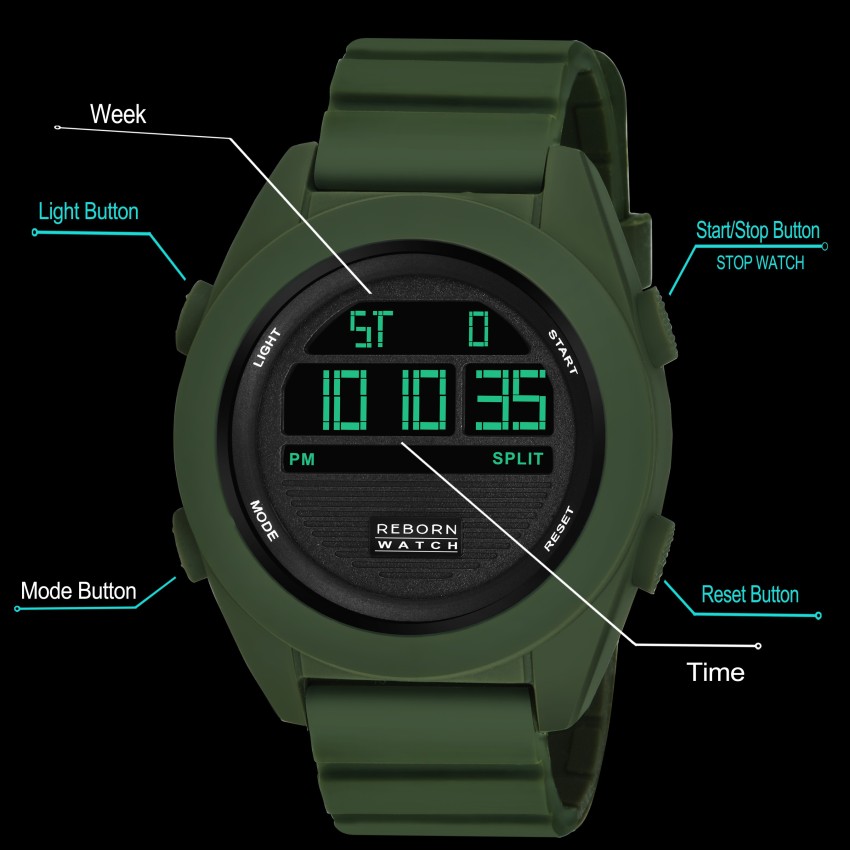 Digital watch with sales day and date