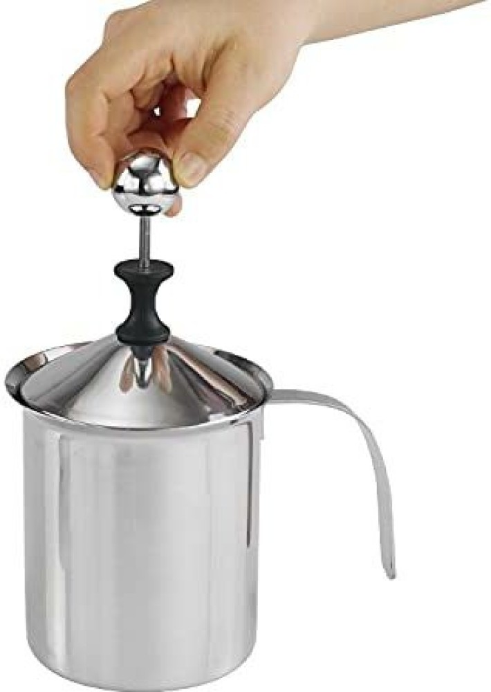 Milk Frother Manual, 800ML Milk Frother Stainless Steel with Double Mesh  for Coffee, Latte, Hot Chocolate Coffee Cappuccino Foamer Creamer,,F119484